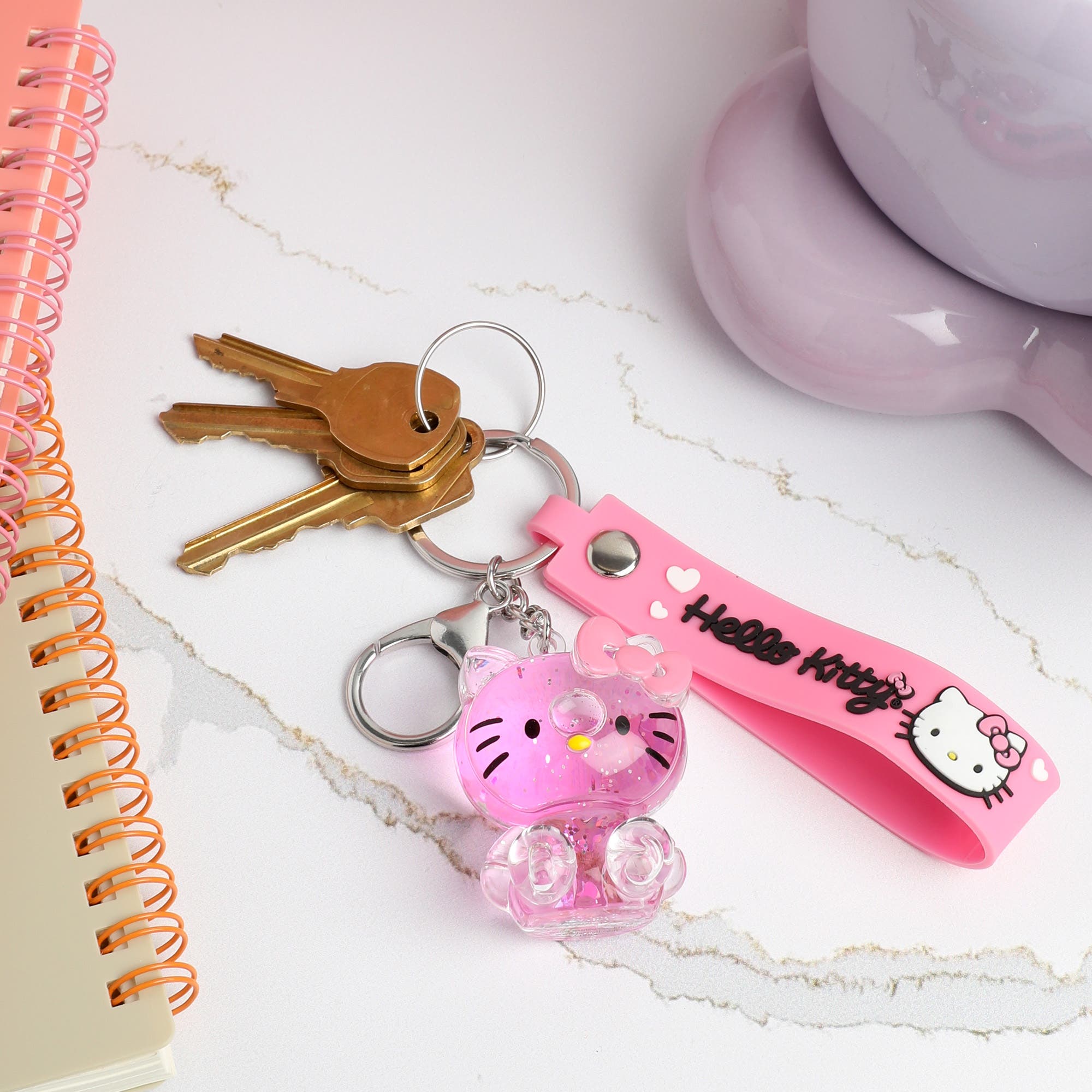 Hello Kitty Liquid Keychain with Wrist Strap, Alternate, color, Pink