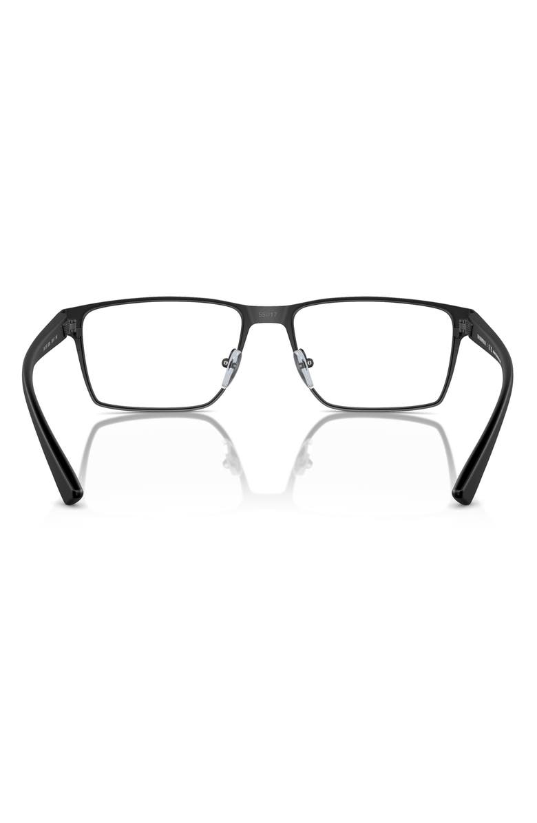 Emporio Armani 55mm Rectangular Optical Glasses, Alternate, color, Matte Black / Demo Lens