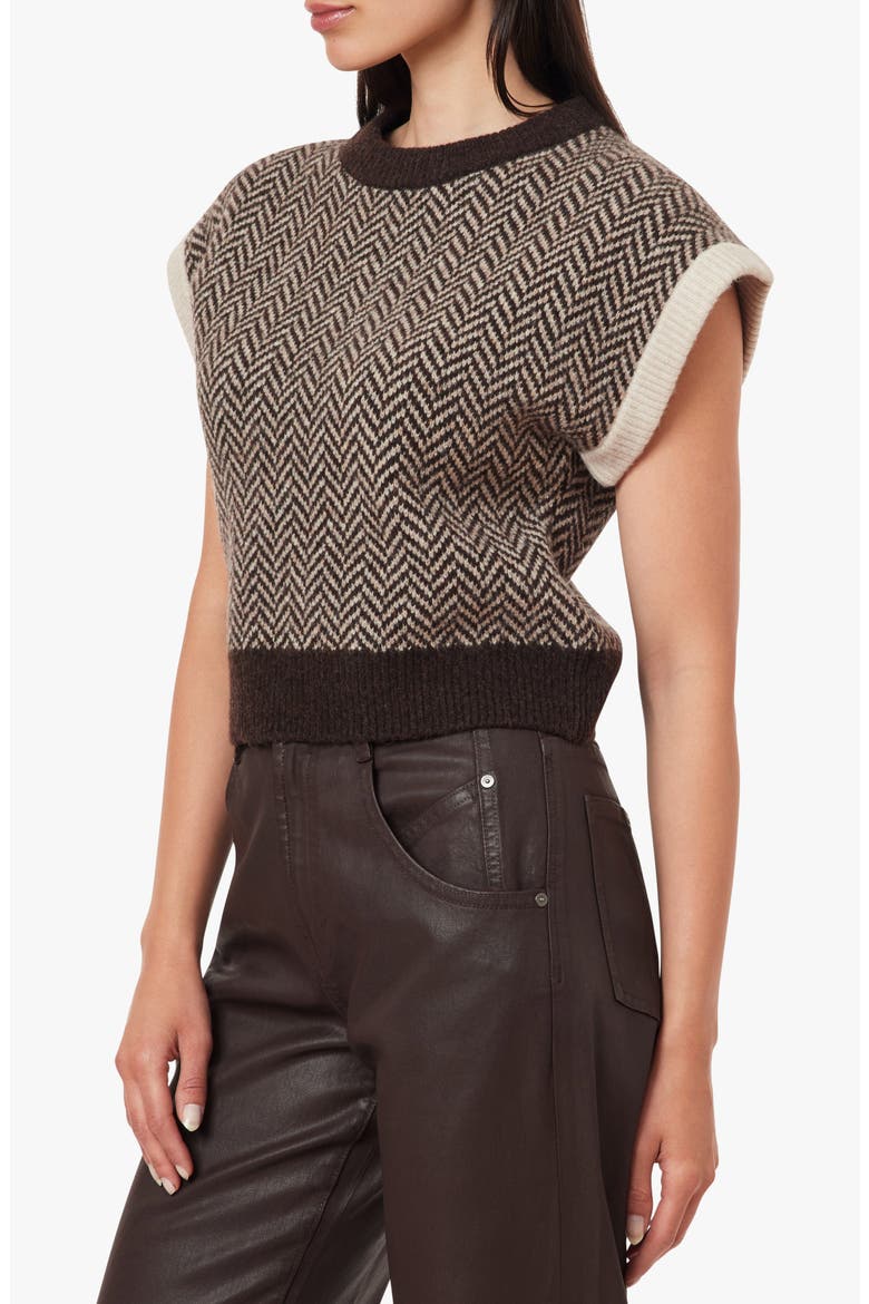 Herringbone Short Sleeve Sweater, Alternate, color, CHOCOLATE