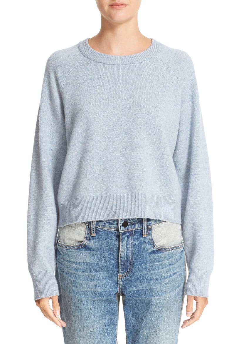 T by Alexander Wang Wool & Cashmere Birdseye Pullover, Main, color, CHAMBRAY