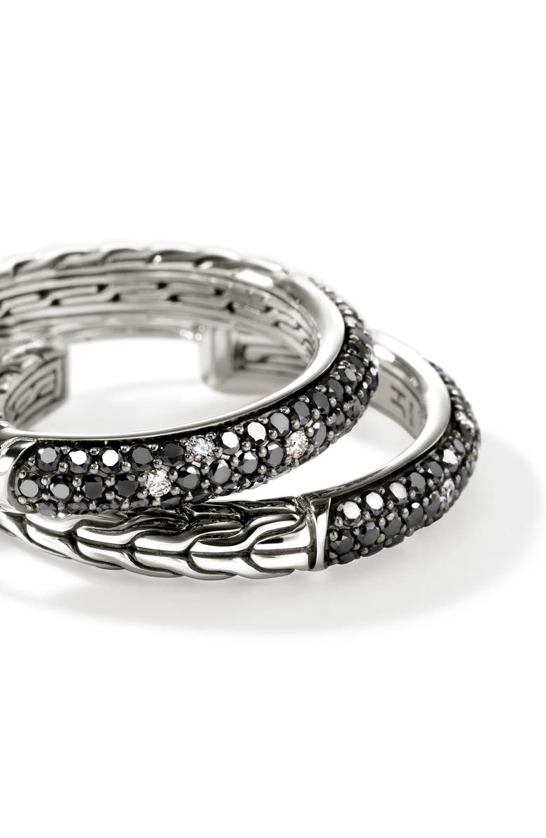 John Hardy JH Essentials Hoop Earrings, Sterling Silver, Black Sand Diamond Pavé, 22.5mm, Alternate, color, 