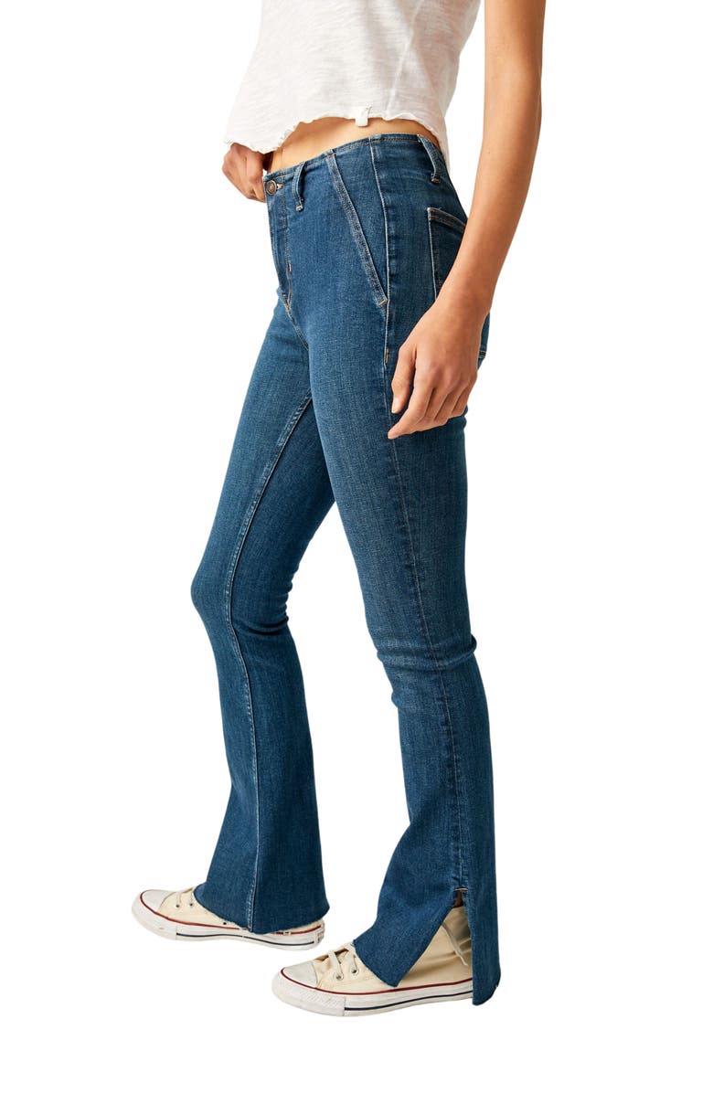 Free People Level Up Side Slit Bootcut Jeans, Alternate, color,