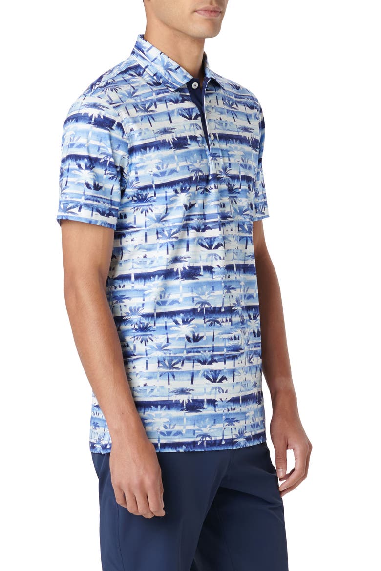 Hendrix Digital Palm Tree Print Pima Cotton Polo, Alternate, color, CLASSIC BLUE