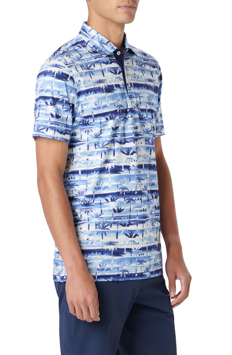 Bugatchi Hendrix Digital Palm Tree Print Pima Cotton Polo, Alternate, color, Classic Blue