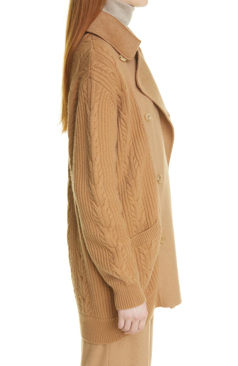 Max Mara Mixed Media Wool & Cashmere Coat, Alternate, color, 