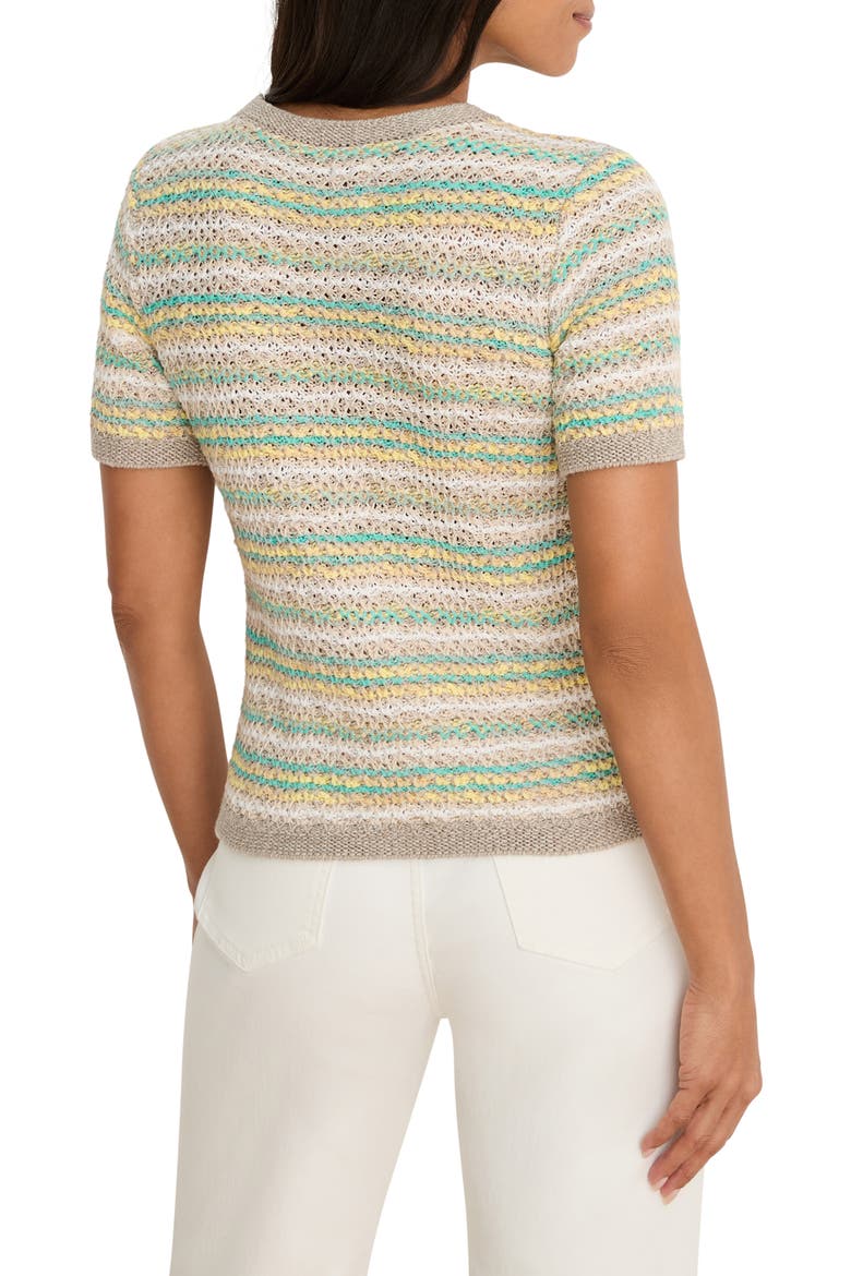 Stripe Knit Cotton Blend Sweater, Alternate, color, AQUA MULTI