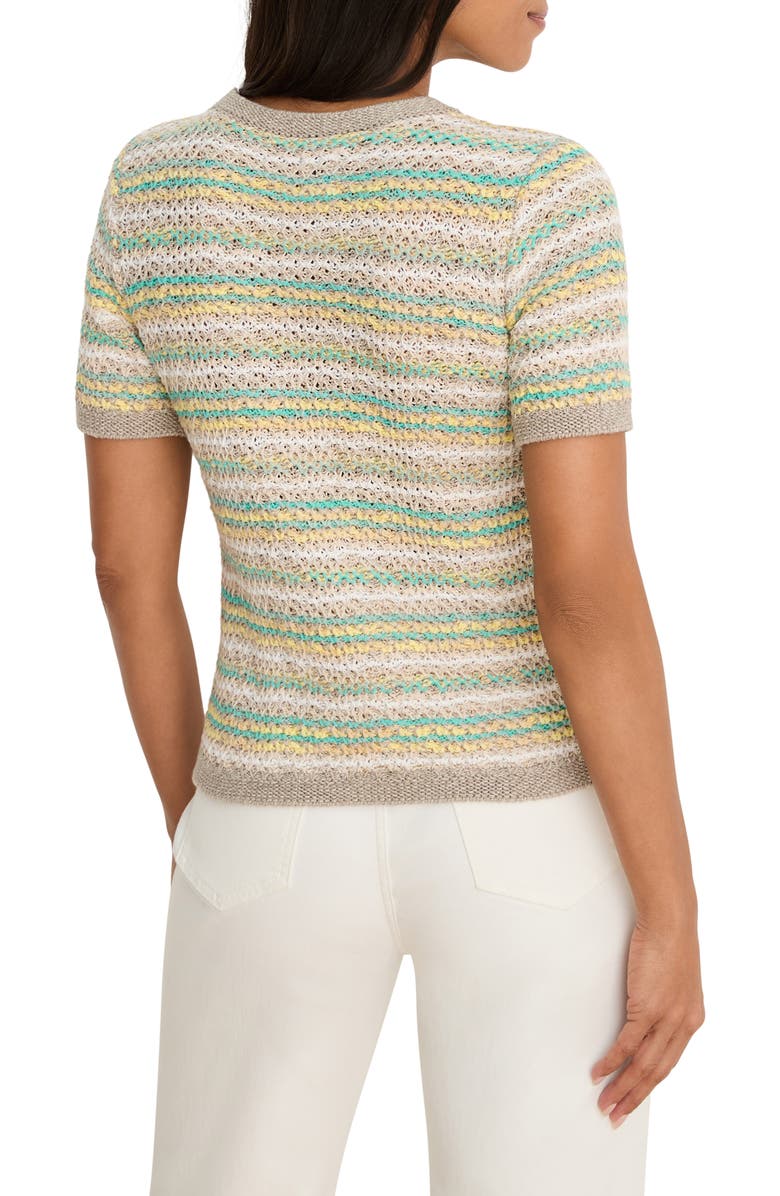 NIC+ZOE Stripe Knit Cotton Blend Sweater, Alternate, color, Aqua Multi