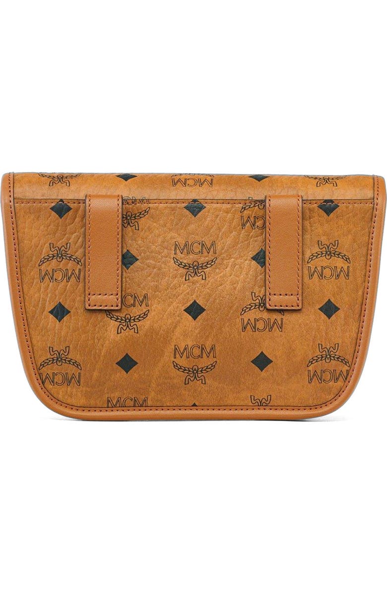 MCM Aren Messenger Bag in Visetos, Alternate, color, Cognac