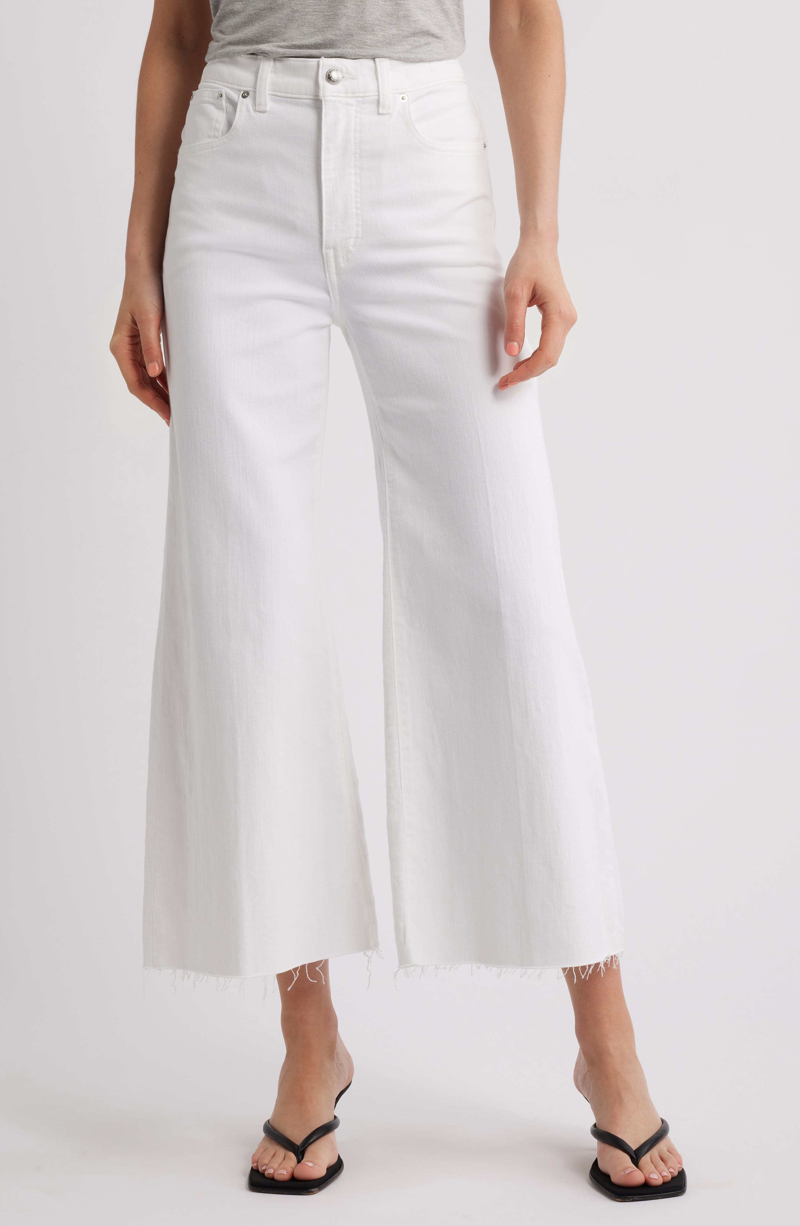 Madewell Raw Hem High Waist Crop Flare Wide Leg Jeans