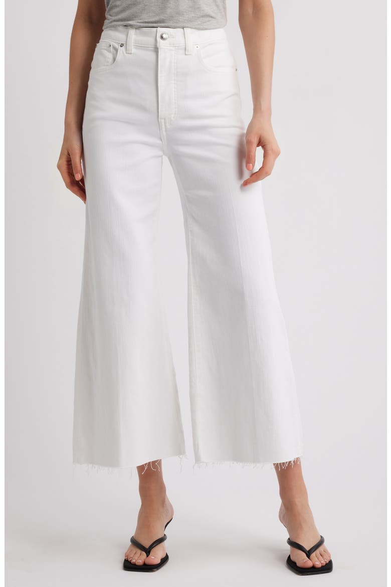 Raw Hem High Waist Crop Flare Wide Leg Jeans, Main, color, PURE WHITE
