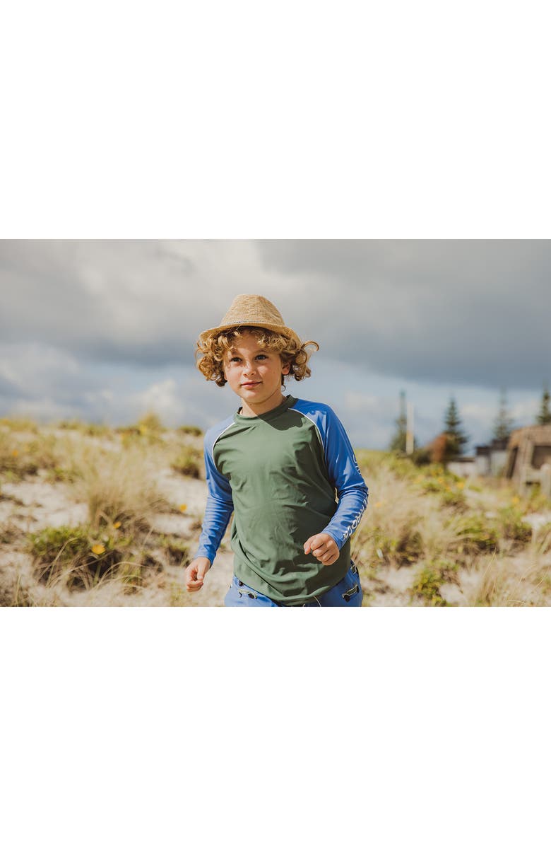 Snapper Rock Kids
 Colorblock Long Sleeve Rashguard Top, Alternate, color, Blue