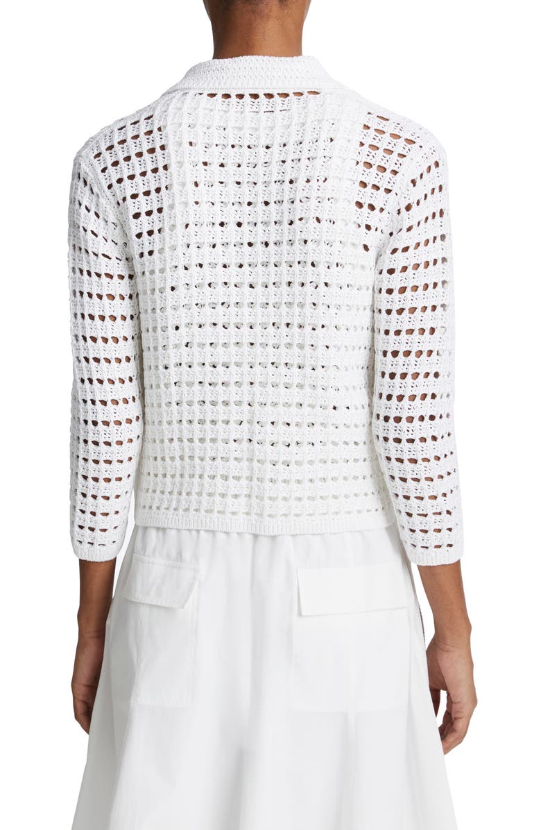 Vince Block Stitch Cotton Cardigan, Alternate, color, Optic White