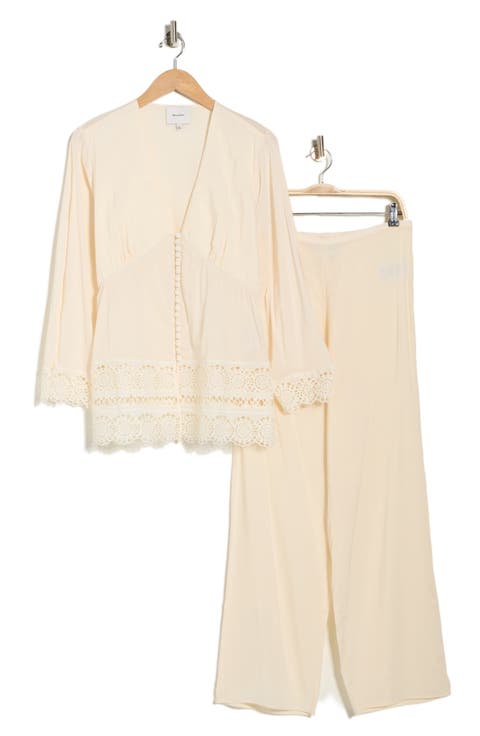 Nadia Lace Trim Top & Pants Set
