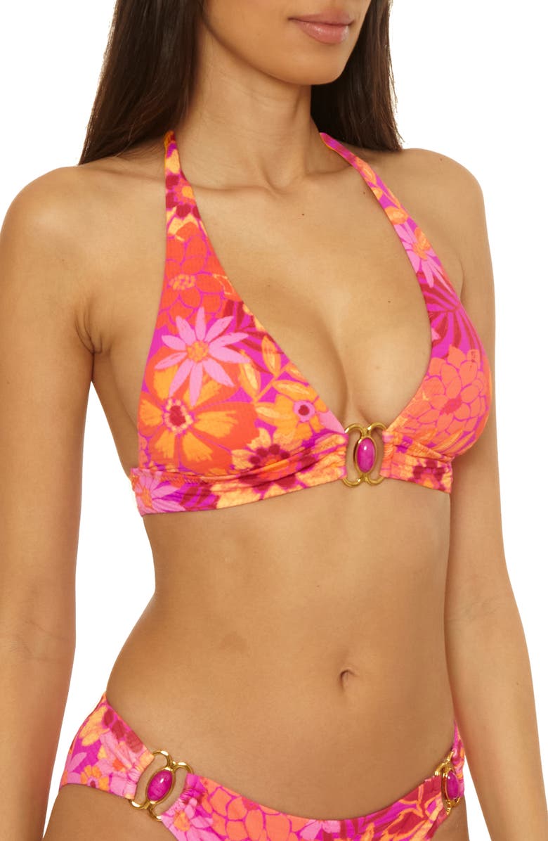 Becca Copacabana Halter Bikini Top, Alternate, color, Pink Multi