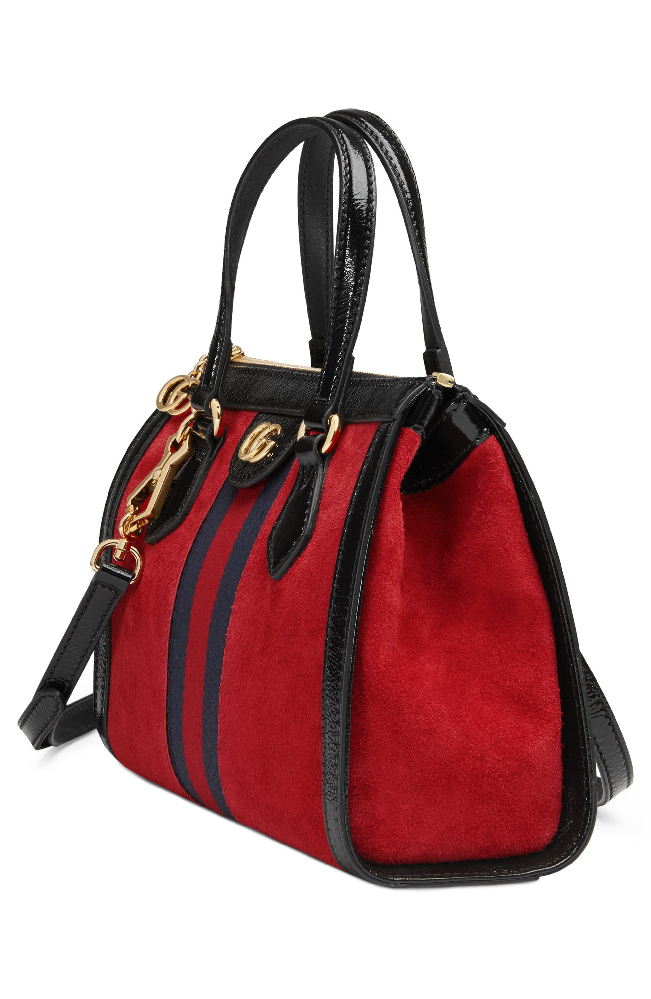Gucci Small Ophidia House Web Suede Satchel, Alternate, color, 