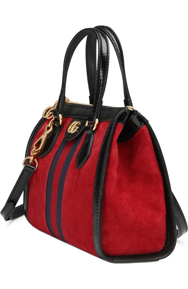 Gucci Small Ophidia House Web Suede Satchel, Alternate, color,