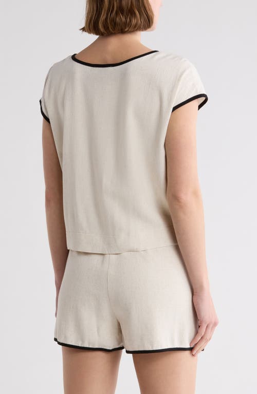 BLU PEPPER BLU PEPPER CONTRAST TRIM CAP SLEEVE TOP