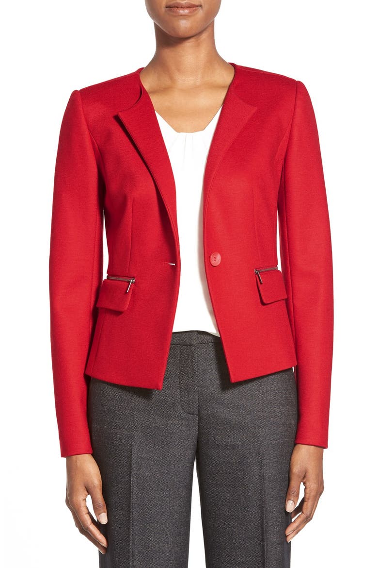 Wool Blend Jersey One-Button Jacket, Main, color, RED SAMBA