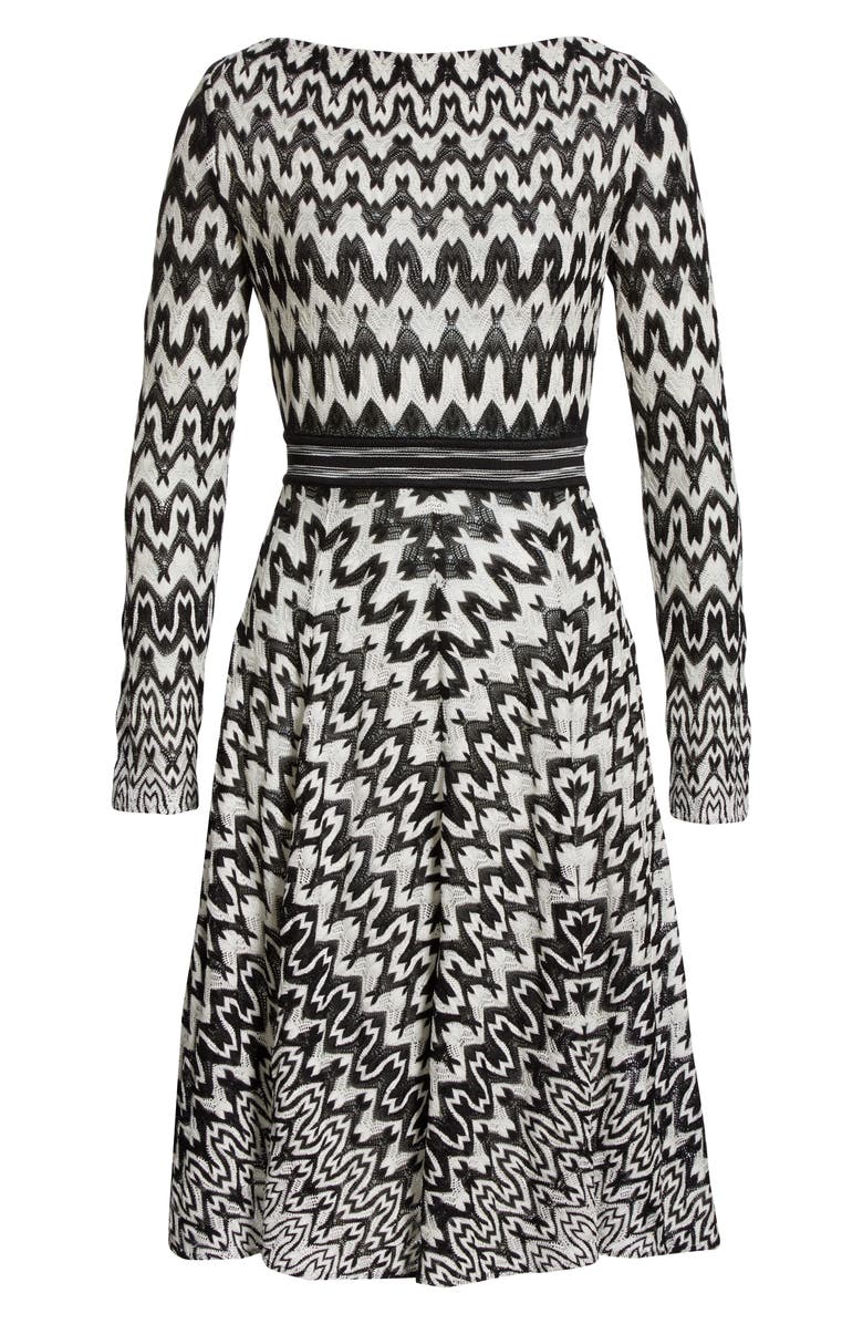 Missoni Zigzag Long Sleeve Fit & Flare Dress, Alternate, color,