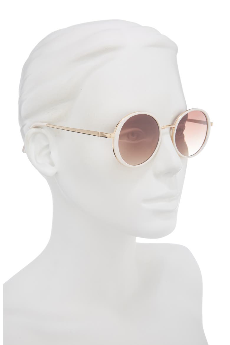 50mm Gradient Round Sunglasses, Alternate, color, WHITE