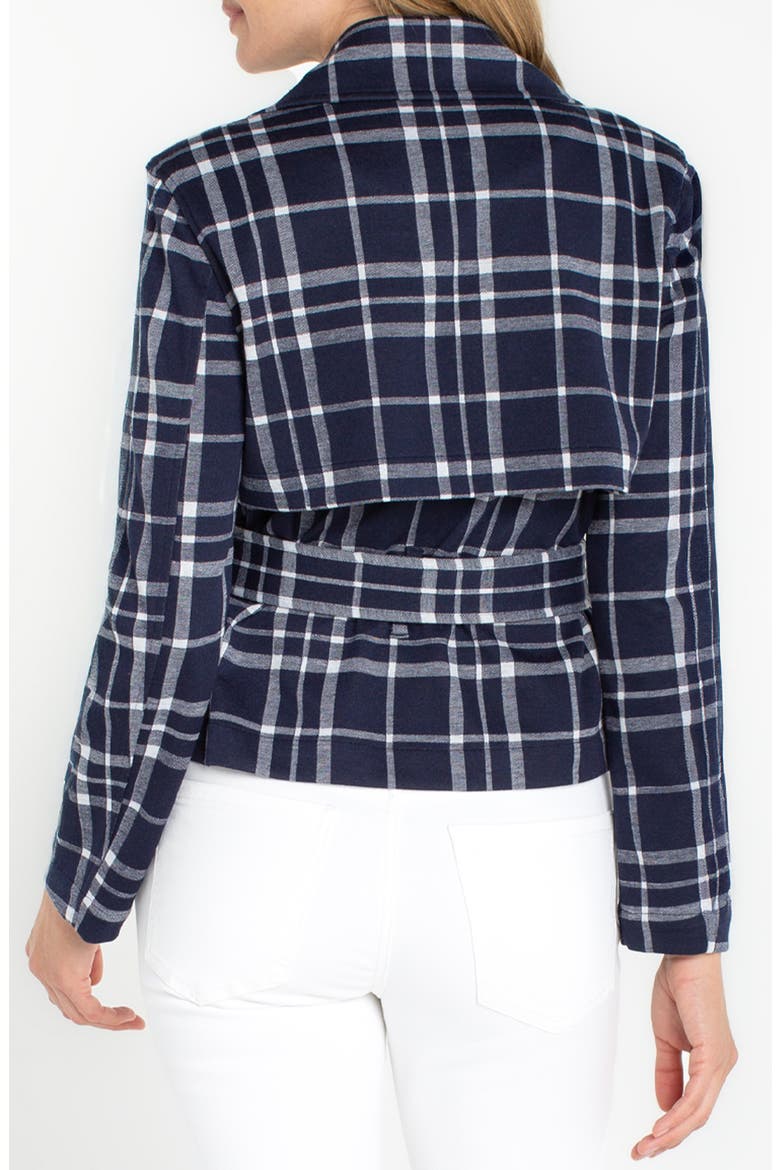 Plaid Crop Trench Jacket, Alternate, color, MIDNITE/ WHITE PLAID