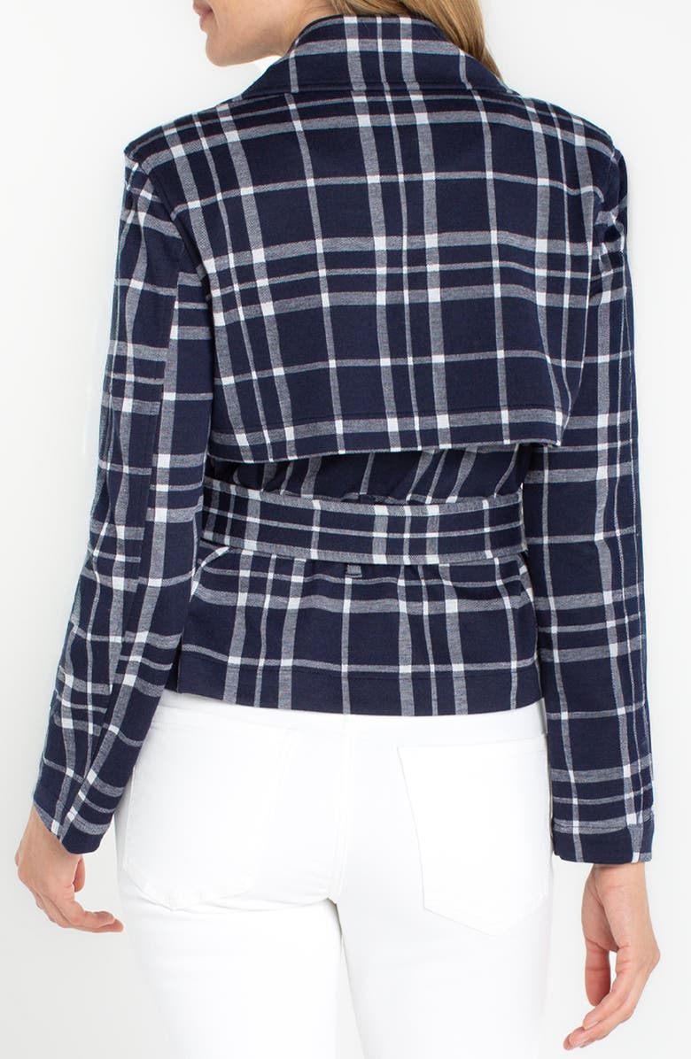 Liverpool Los Angeles Plaid Crop Trench Jacket, Alternate, color, Midnite/ White Plaid