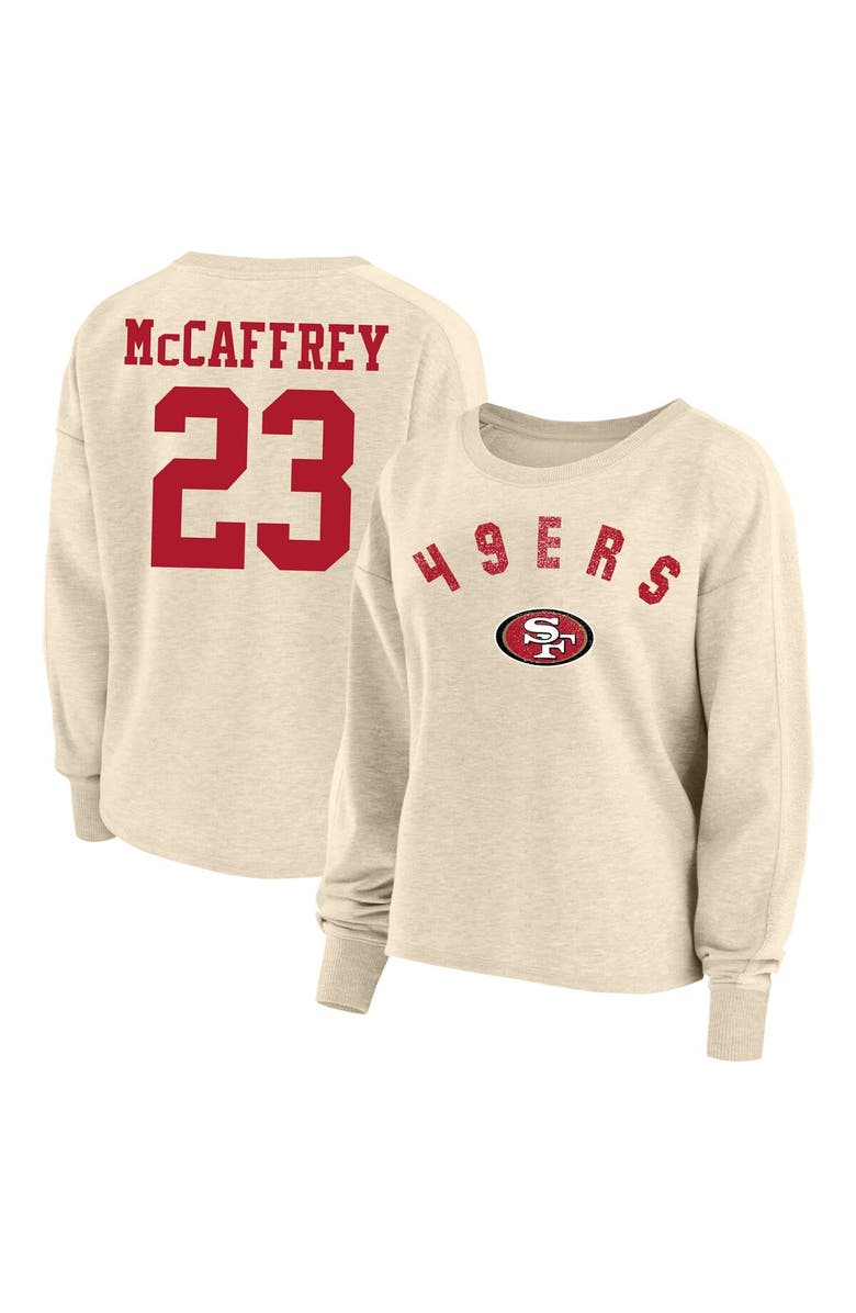 FANATICS Women's Fanatics Branded Christian McCaffrey Oatmeal San Francisco 49ers Plus Size Name & Number Crew Pullover Sweatshirt, Alternate, color, 