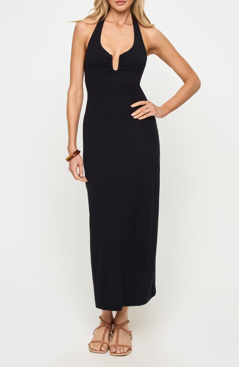 LSPACE La Femme Cover-Up Halter Maxi Dress, Main, color, Black