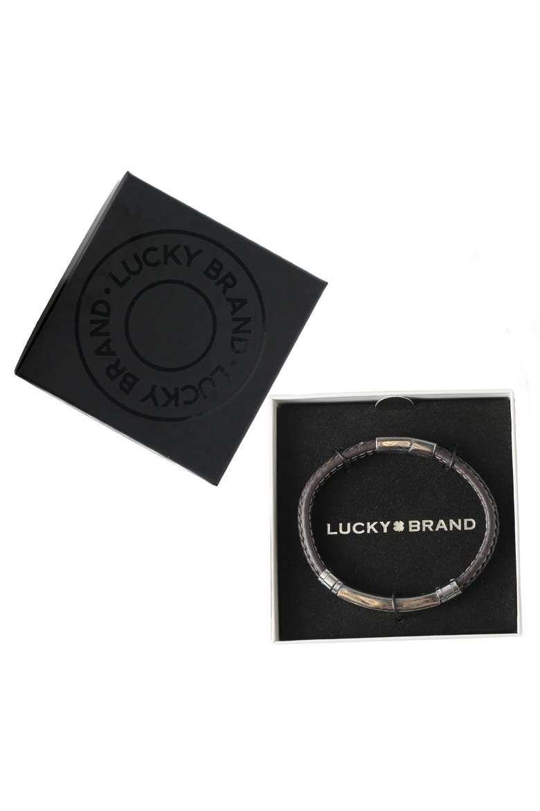 Microfiber Leather and Stainless Steel ID Bracelet for Men - 8.5'', Alternate, color, Black