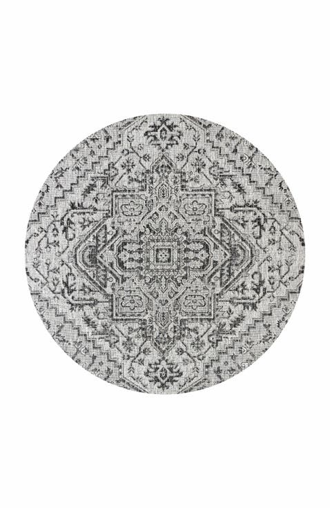 Estrella Bohemian Medallion Textured Weave Indoor/Outdoor Round Area Rug