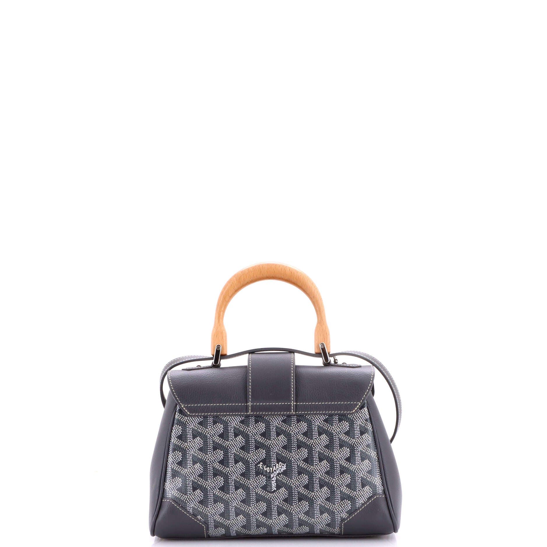 Pre-Owned Goyard Saigon Top Handle Bag Coated Canvas with Leather Mini, Alternate, color, Gray