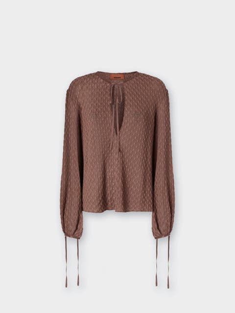 Crew Neck Blouse In Wool Blend