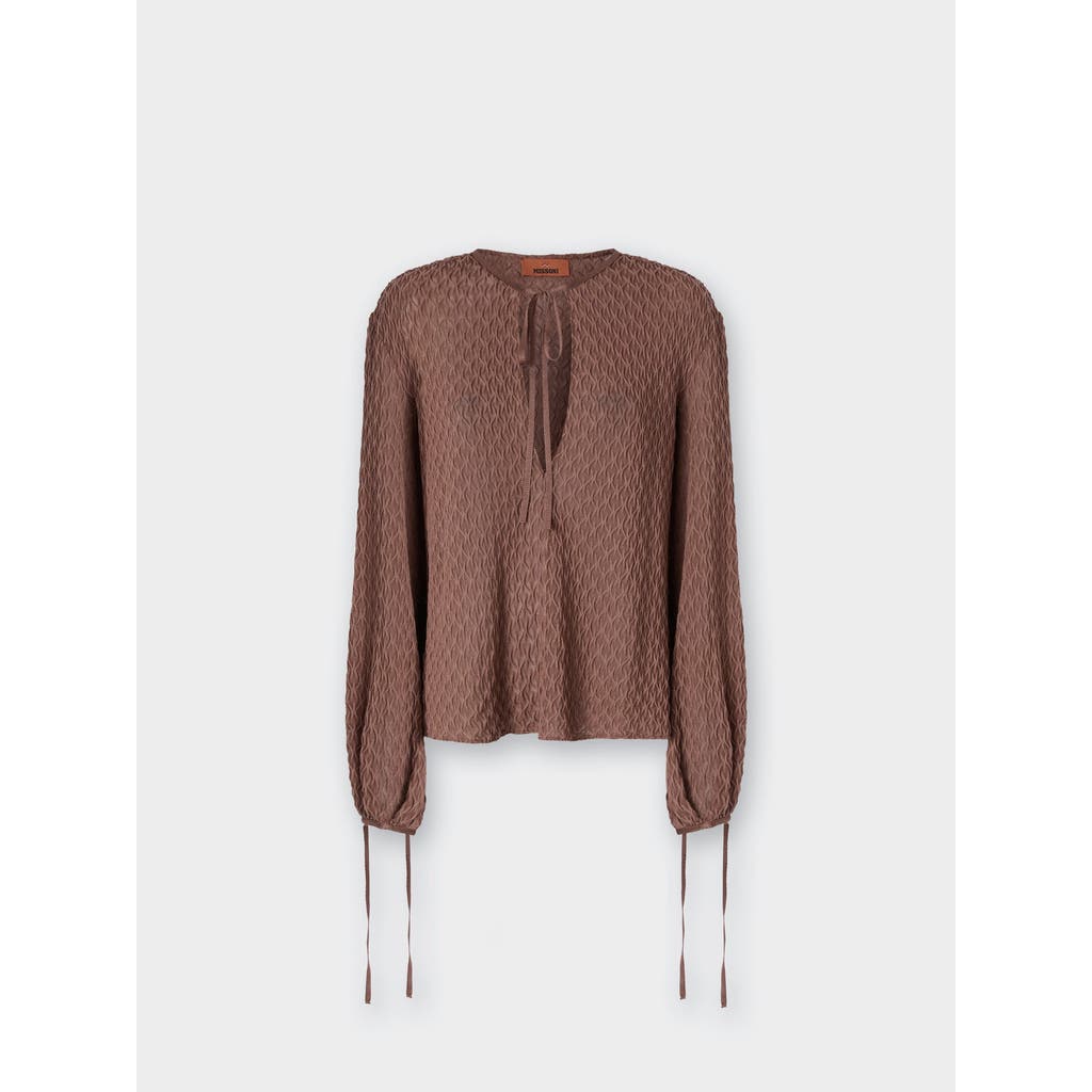 Missoni Crew Neck Blouse In Wool Blend In Brown