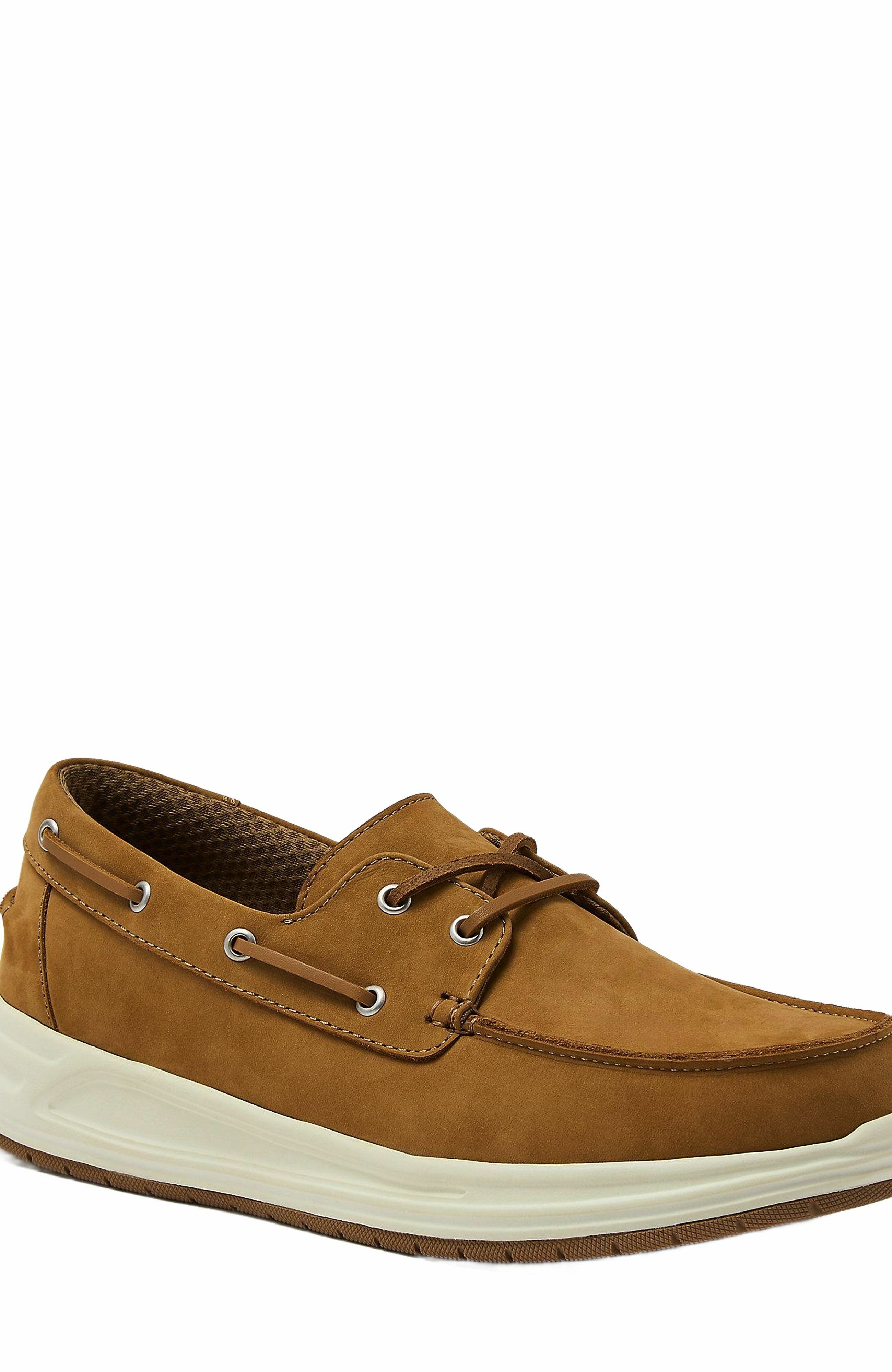Lands' End Comfort Leather Slip On Boat Shoes, Alternate, color, Toasted Rye
