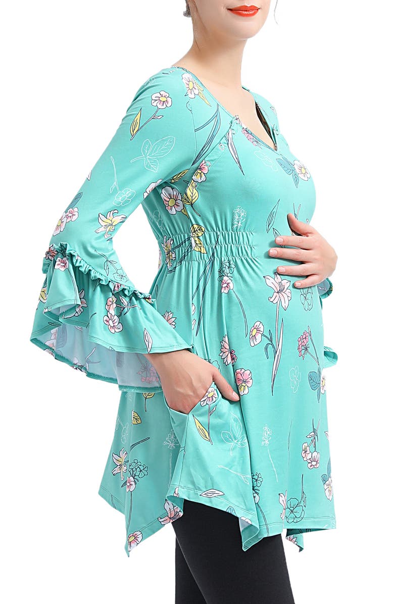 Kimi and Kai Sue Flare Sleeve Maternity/Nursing Tunic, Alternate, color, Multi Colored