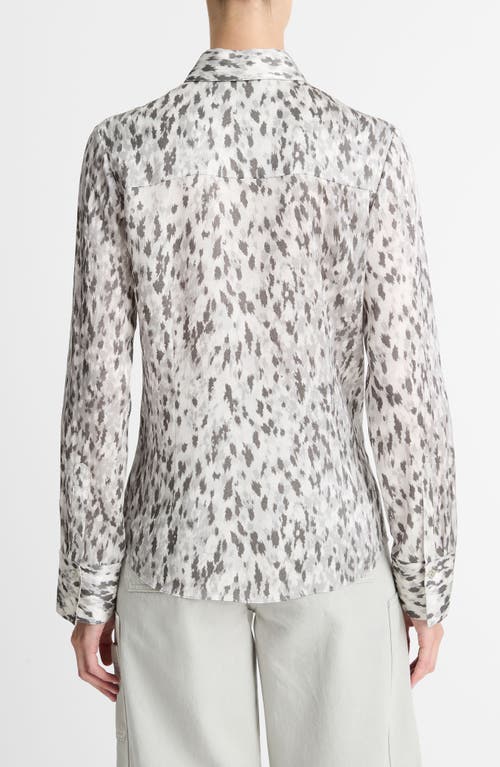 Vince Abstract Onyx Slim Fit Satin Silk Shirt In Grey Onyx