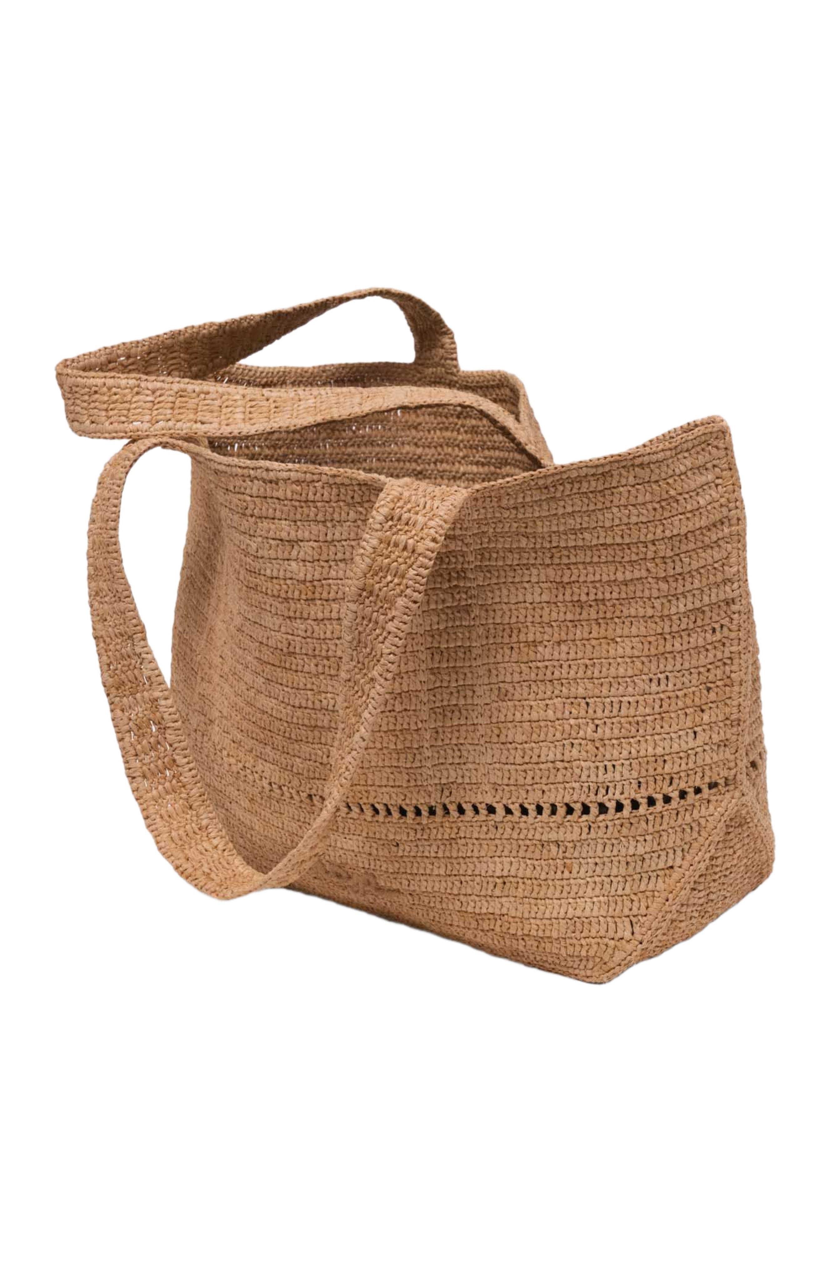 maje Crocheted raffia tote bag, Alternate, color, 