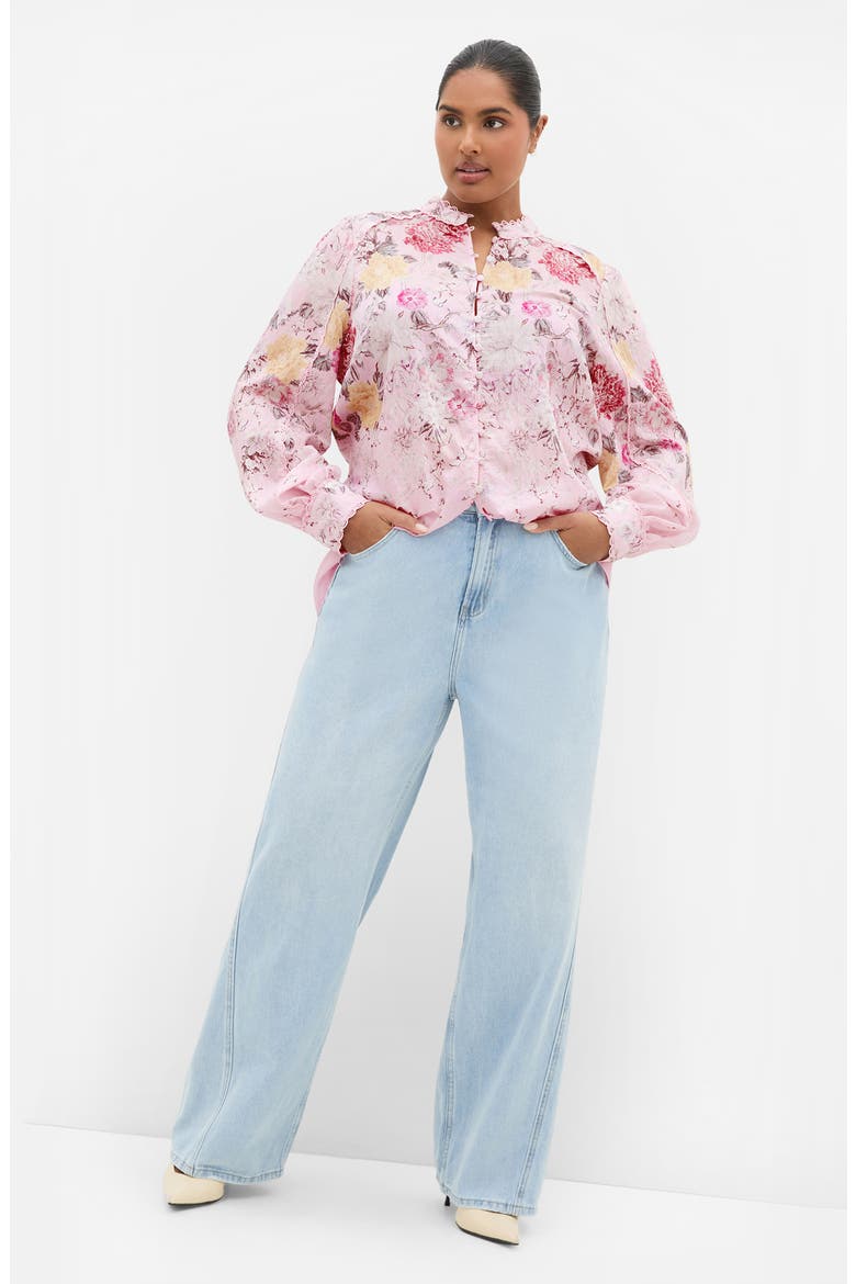 Gianna Floral Lace Trim Top, Alternate, color, PINK BOTANICAL