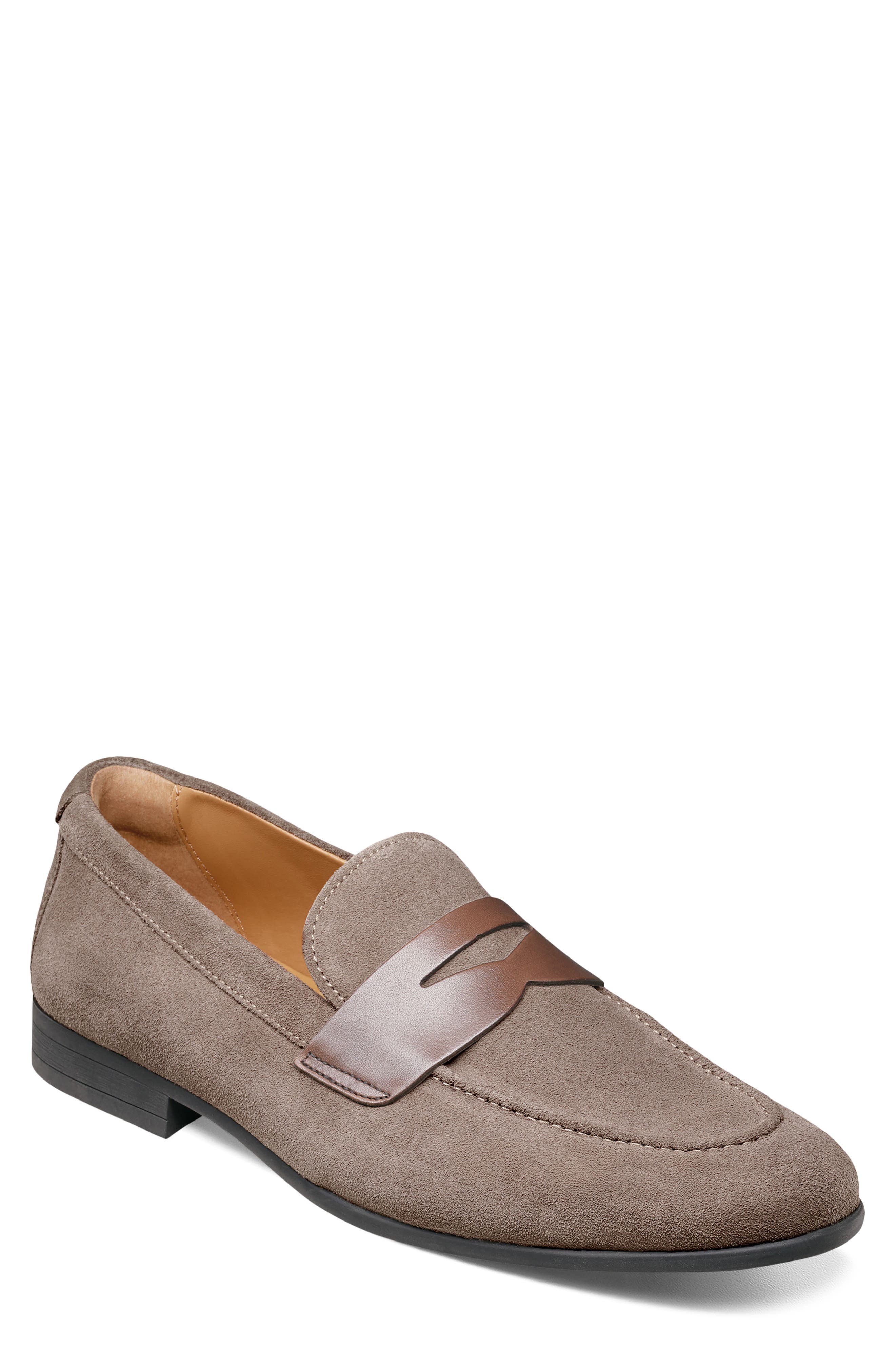 Florsheim Modena Moc Toe Penny Loafer, Main, color, Gray Suede