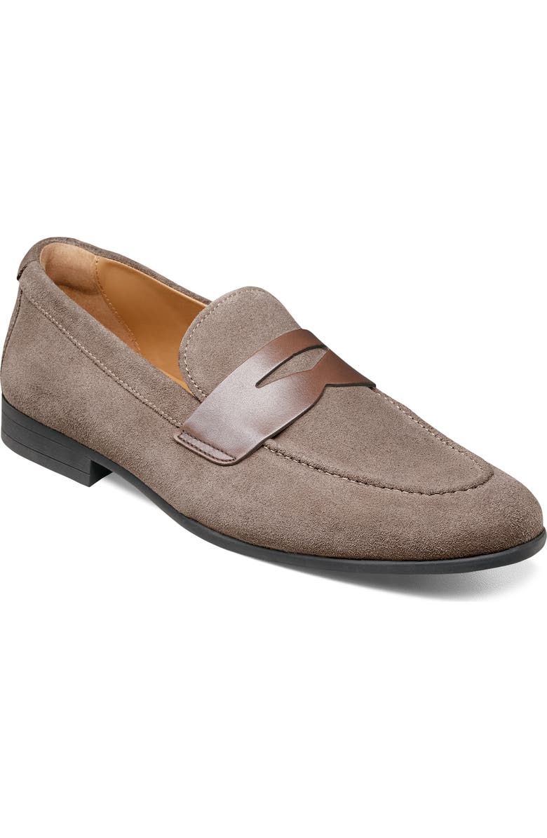 Florsheim Modena Moc Toe Penny Loafer, Main, color, Gray Suede