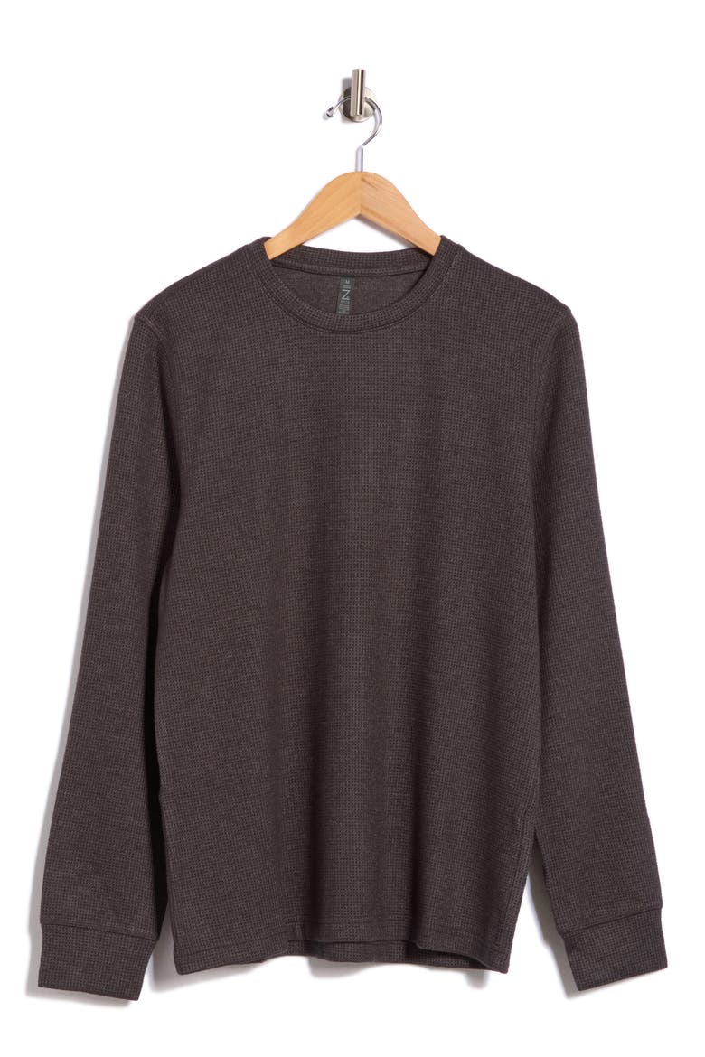 Waffle Knit Long Sleeve T-Shirt, Alternate, color, GREY DARK CHARCOAL HEATHER