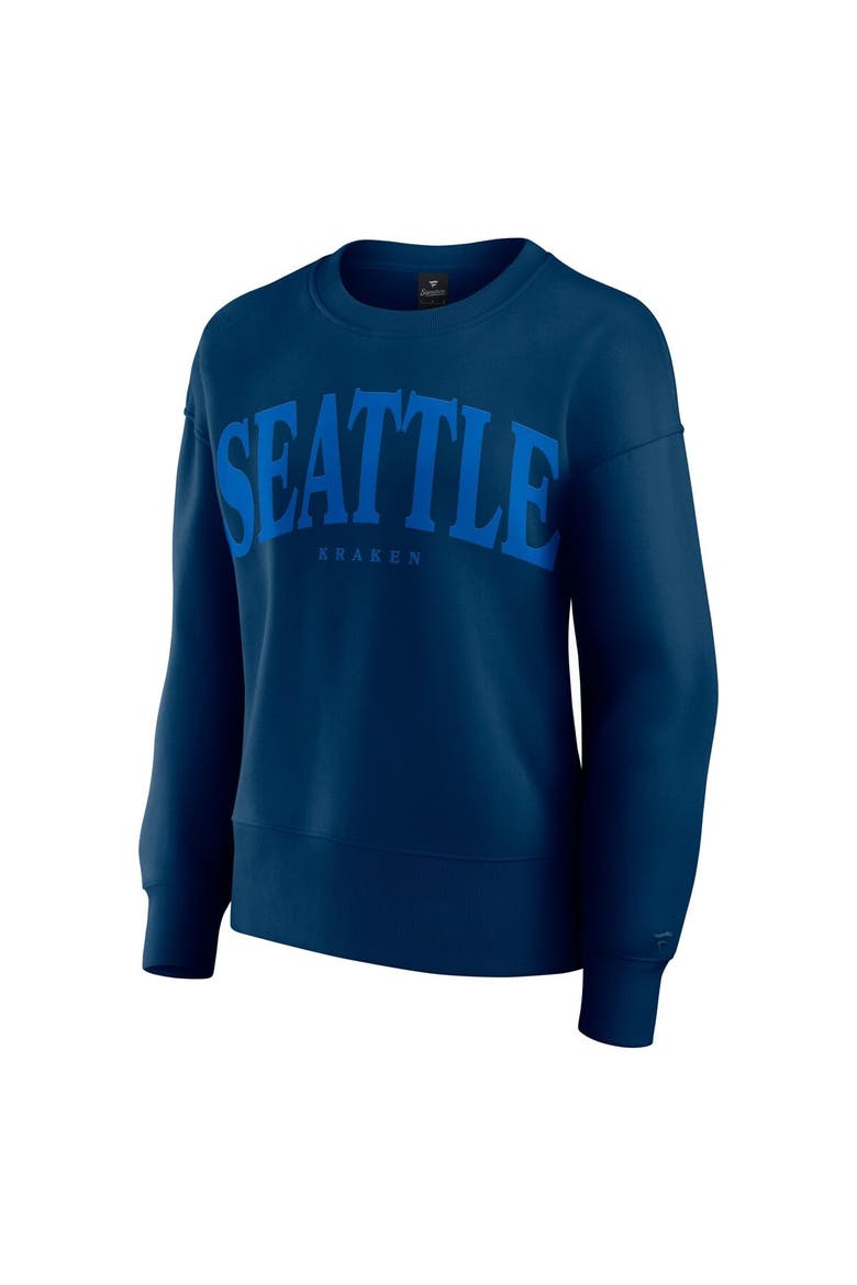 Women's Fanatics  Navy Seattle Kraken Elements Flow Pullover Sweatshirt, Alternate, color, Navy