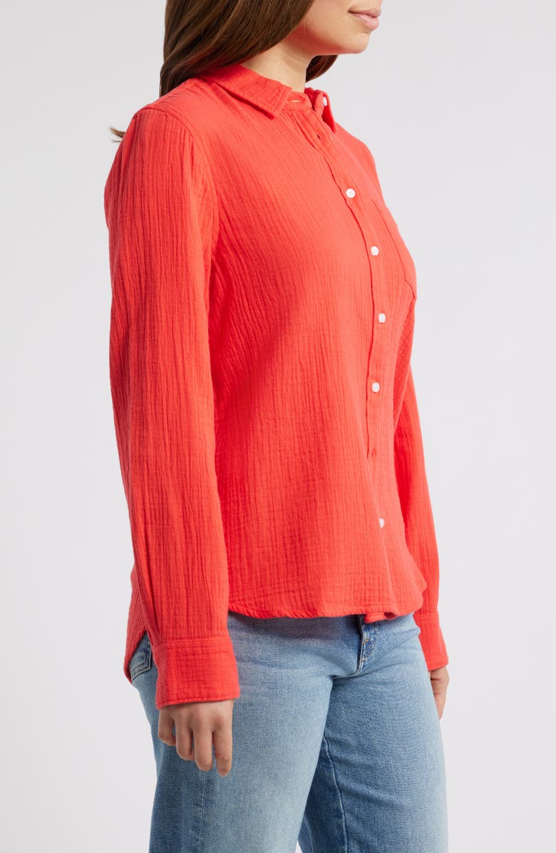 Caslon<sup
®</sup
 Casual Gauze Button-Up Shirt, Alternate, color, Red Bittersweet