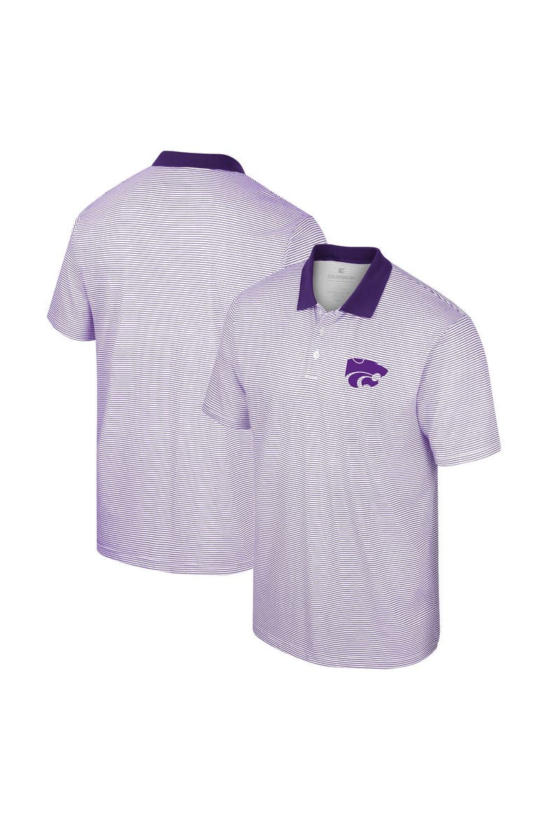 Men's Colosseum White/Purple Kansas State Wildcats Print Stripe Polo, Alternate, color, White