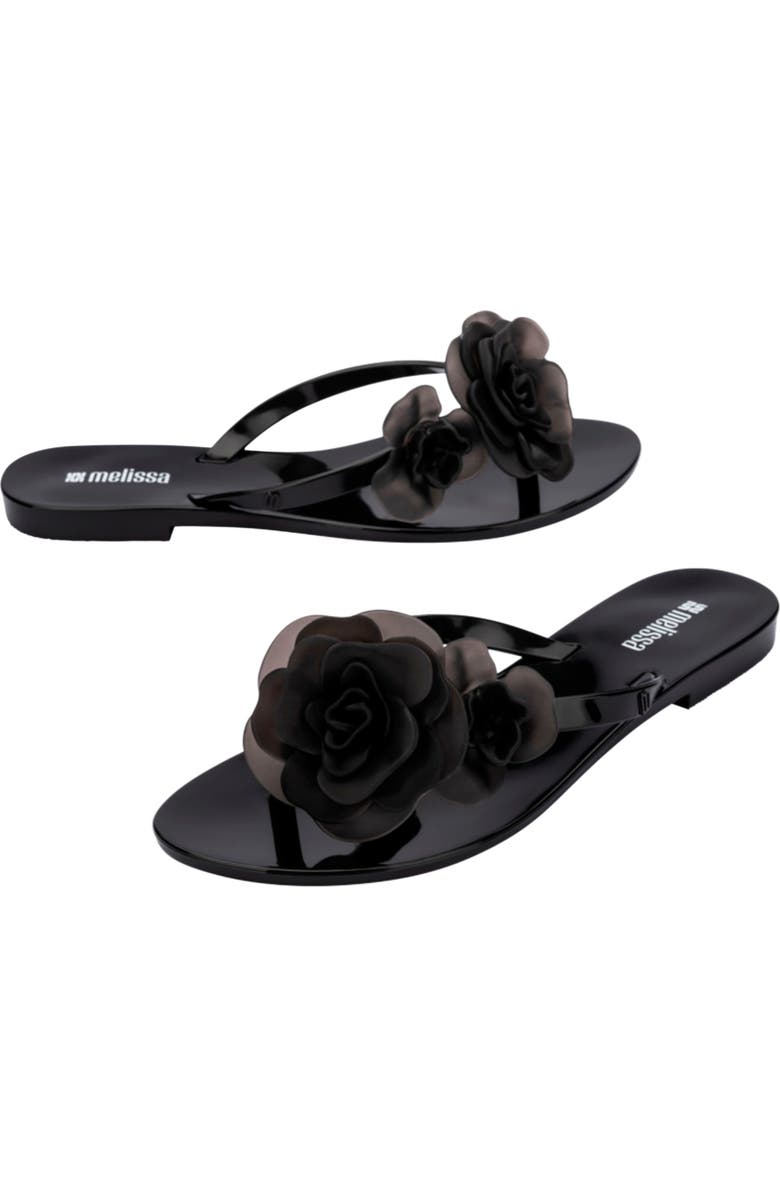 Melissa Harmonic Petals Flip Flop, Alternate, color, Black
