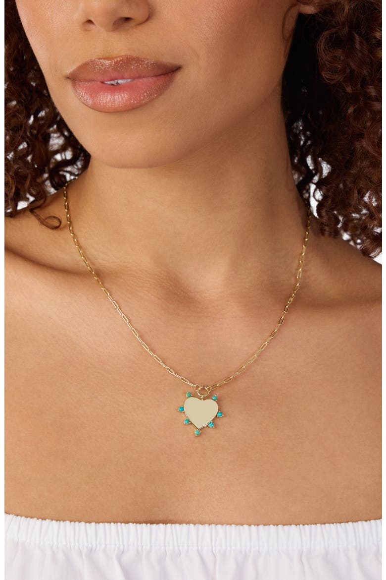 Turquoise Heart Pendant Necklace, Alternate, color, GOLD
