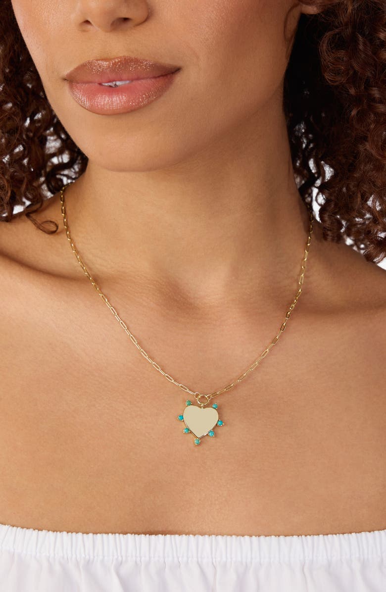 ATHRA LUXE Turquoise Heart Pendant Necklace, Alternate, color, Gold