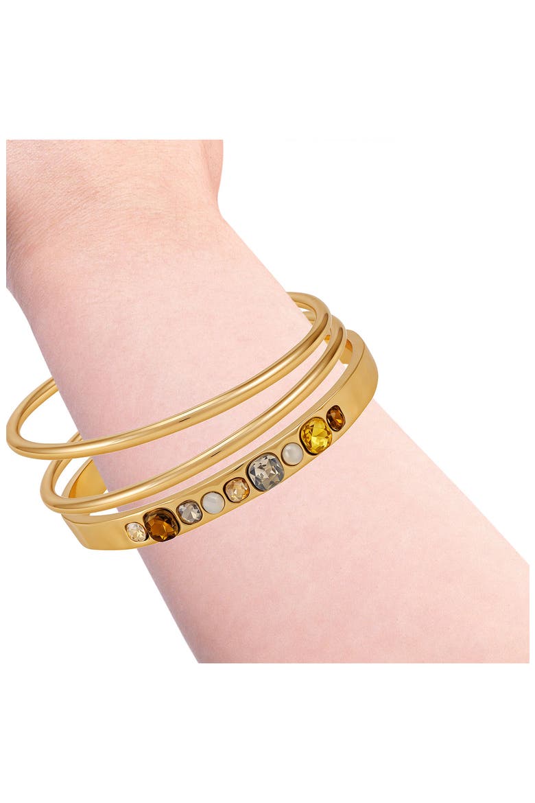 Set of 3 Bangle Bracelets, Alternate, color, GOLD TONE