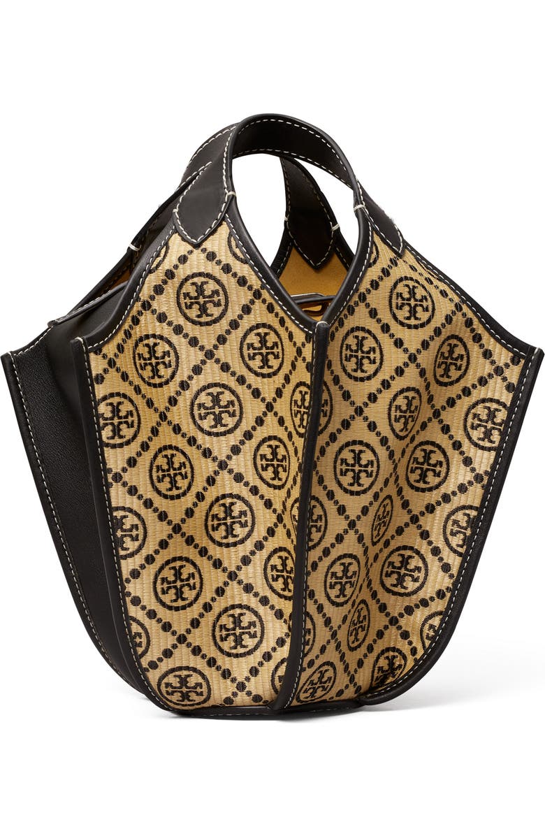 Tory Burch T Monogram Raffia Top Handle Bag, Alternate, color,