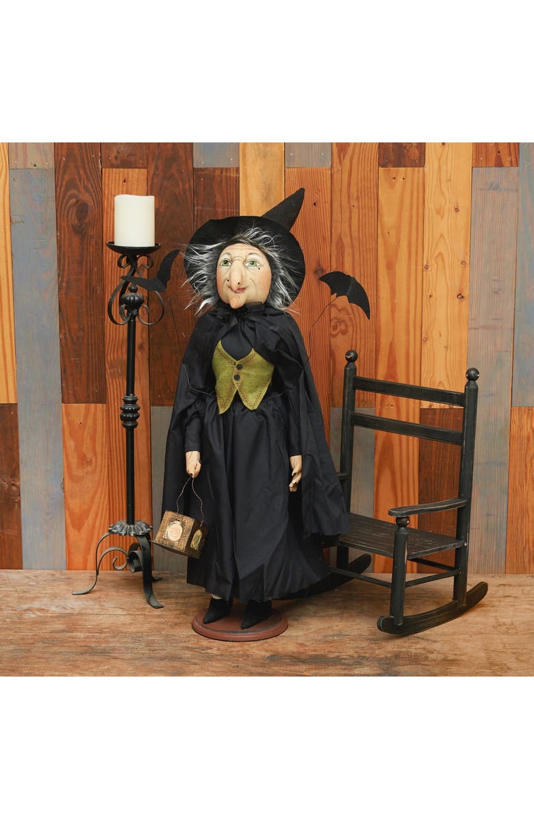 Gallerie II Halloween Morgana Witch Folk Art Doll Figurine, Alternate, color, Black